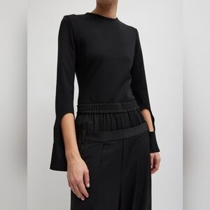 NWT Tibi Compact Ultra Stretch Half Moon Cutout Sleeve Top